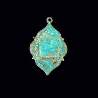 Arabian Drop Solid Brass Stamping in Verdigris Green Patina or Oxidized Brass for Jewelry Making