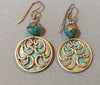 Paisley Earrings Brass Stampings with Patina and Czech Beads