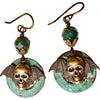 Bat/Skull Earrings Brass Stampings with patina Finish