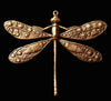 Flower Decked Dragonfly Brass Stamping in Verdigris or Oxidized Brass for Jewelry Making