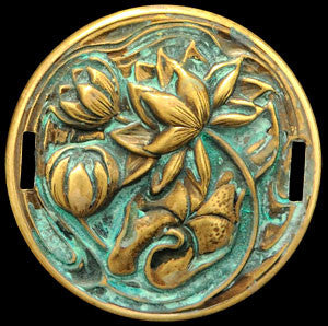 Water Lily Slide Brass Stamping Art Nouveau Style
