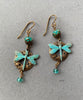 Dragonfly Drop Earrings With Green Patina