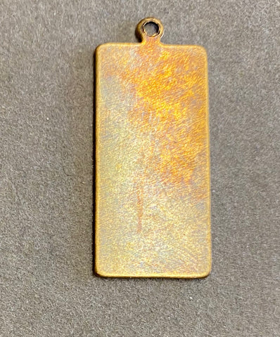 Brass Rectangle Blank with a Ring in Verdigris or Brass Ox
