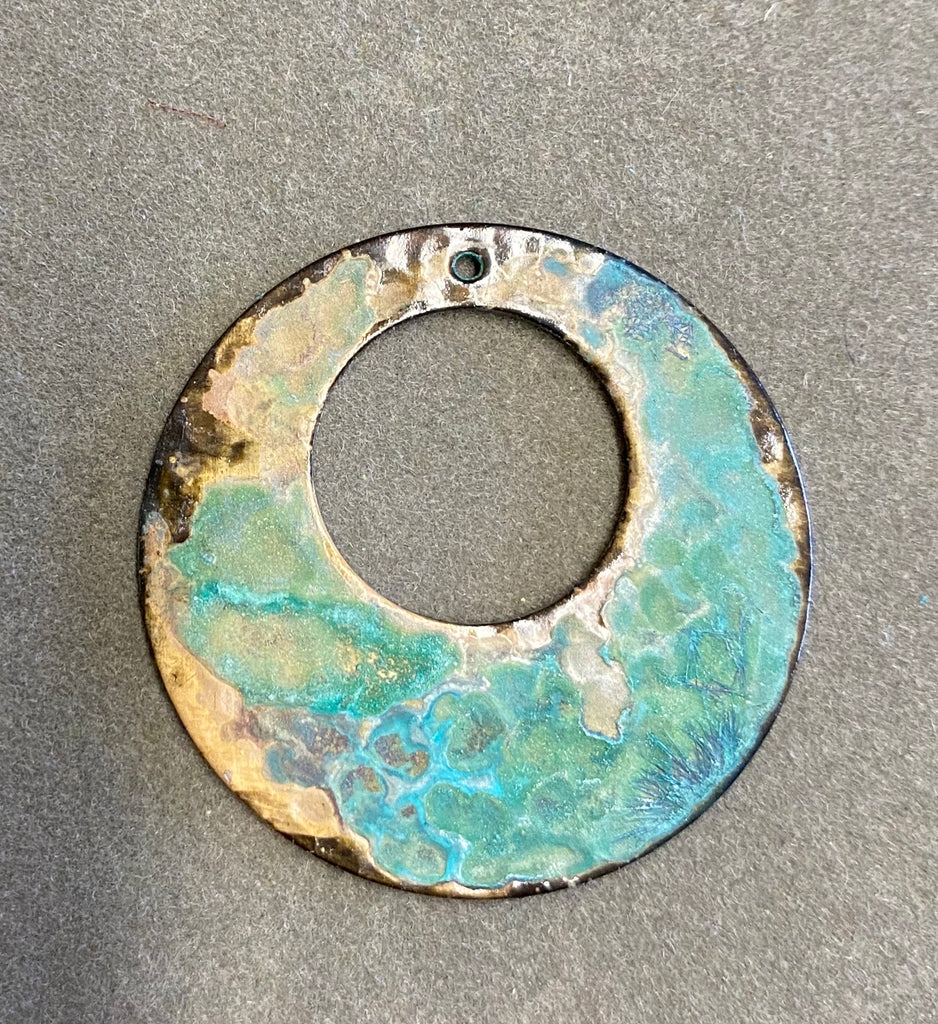 Brass Stamping of a Hammered Ring in Verdigris Patina or in Oxidized B -  Filigree & Me