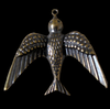 XL Three-D Bird in Oxidized Brass or Verdigris Finish Brass Stamping