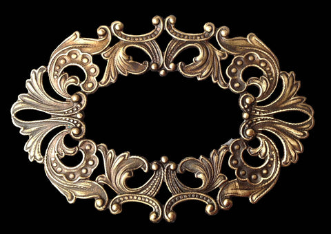 Nouveau Oval Ornamental Brass Stamping (flat)